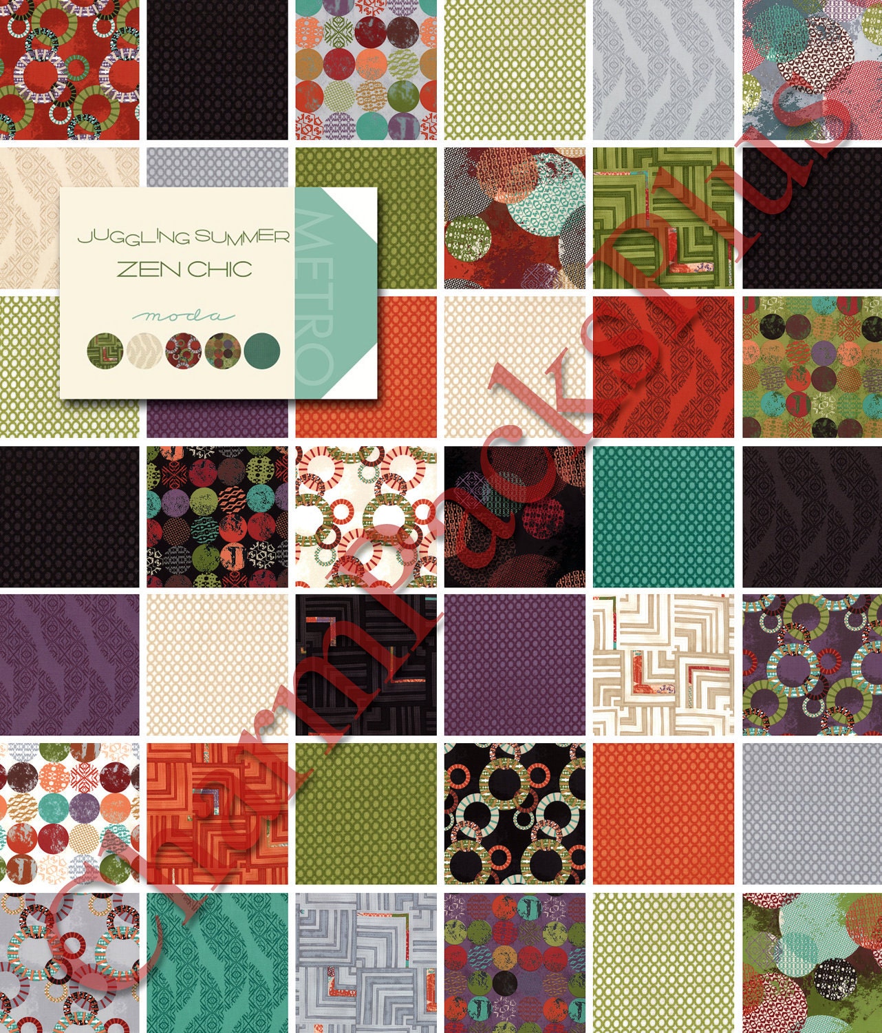 JUGGLING SUMMER by Zen Chic Moda Fabric Charm Pack Five