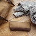 Pencil Pouch in Cinnamon Brown Cotton Canvas and Leather // Zipper Case
