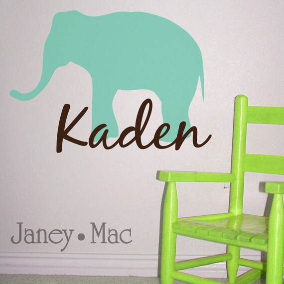 Elephant with Name Vinyl Wall Decal Elephant by PoppetHollowShop