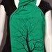 Old bare Tree print on Extra Long Kelly Green color Jersey Scarf