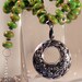 SHOP CLOSING - Necklace Green Magnesite Mosaic Beaded Wood Bead Silver Filigree Pendant