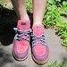 1980's Colorful PURPLE, PINK, GREEN Hiking Topsider Ankle Boots - vintage size 10 / fits 9-9.5