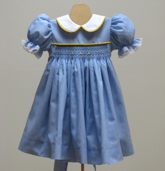 Smocked Dress Blue custom sizes