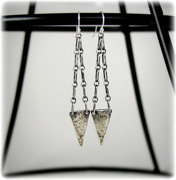 Sterling Silver Triangle Chain Dangle Earrings Tasha by Esma