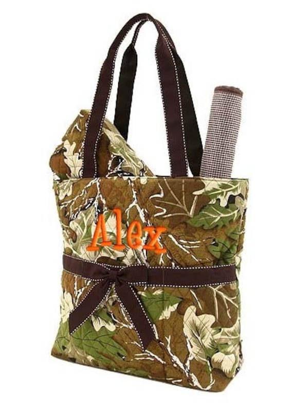 Personalized Diaper Bag Camouflage Camo Quilted Brown Mossy