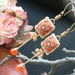 golden freshwater pearls, deep orange carnelian and polymer clay floral long dangle earrings - Tangerina Ballerina