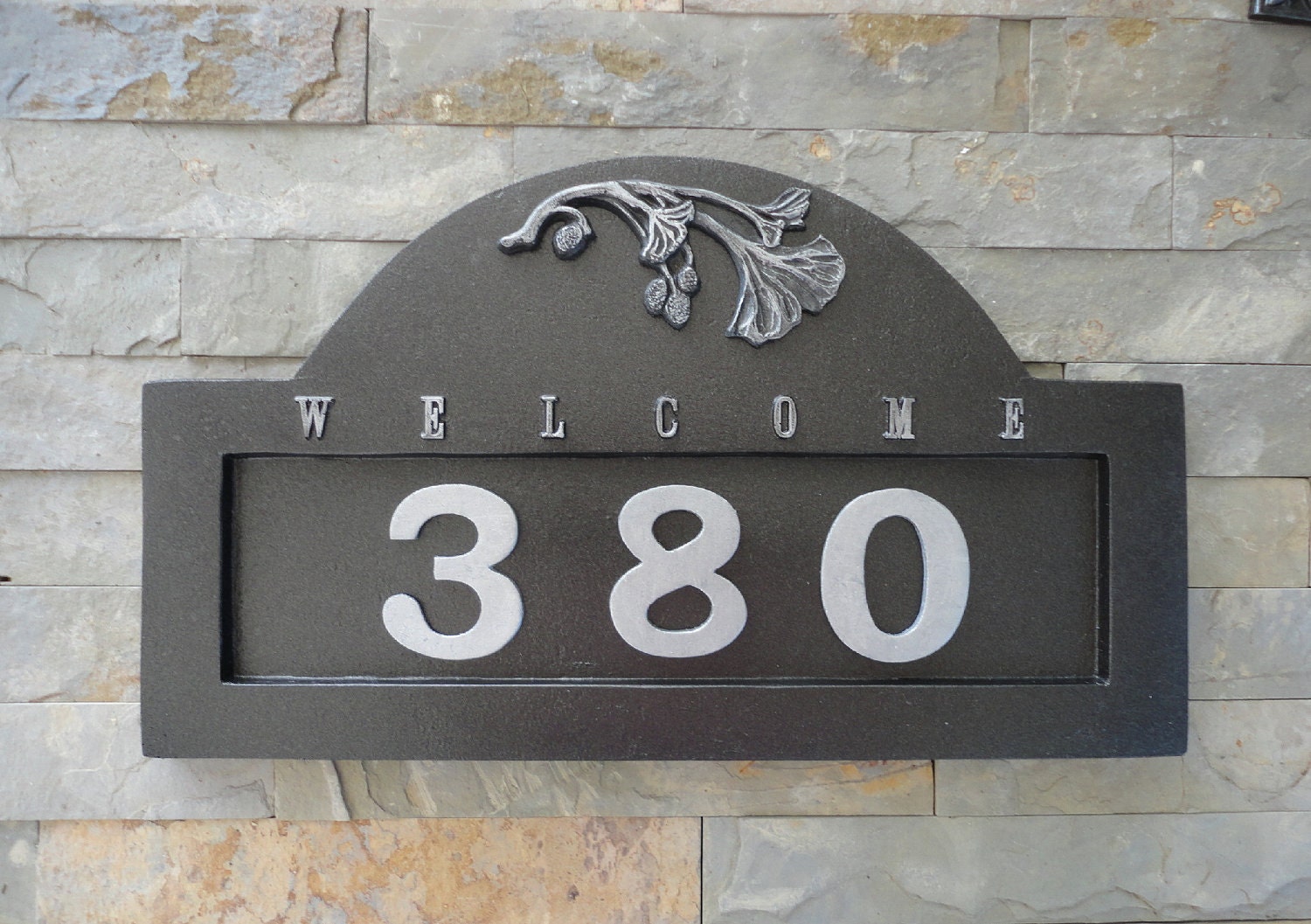 Craftsman Ginkgo ADDRESS PLAQUE Arts and Crafts House Numbers