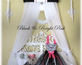PERSONALIZED Bed Canopy Crown Crib Teester SaLe Black Pink Princess Embroidered FrEe Cornice custom made design by So Zoey Boutique NWT