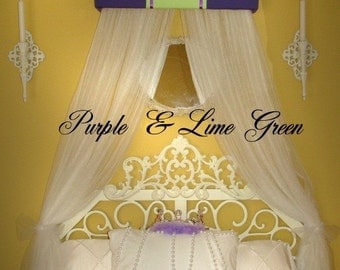 Embroidered Personalized Bed Canopy Crown SaLe Purple Lime Green Princess