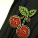 Felt and zipper cherries brooch