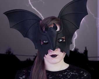 Bat Mask in Black Leather