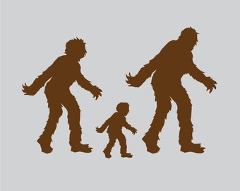 Happy Sasquatch Family Car Decal