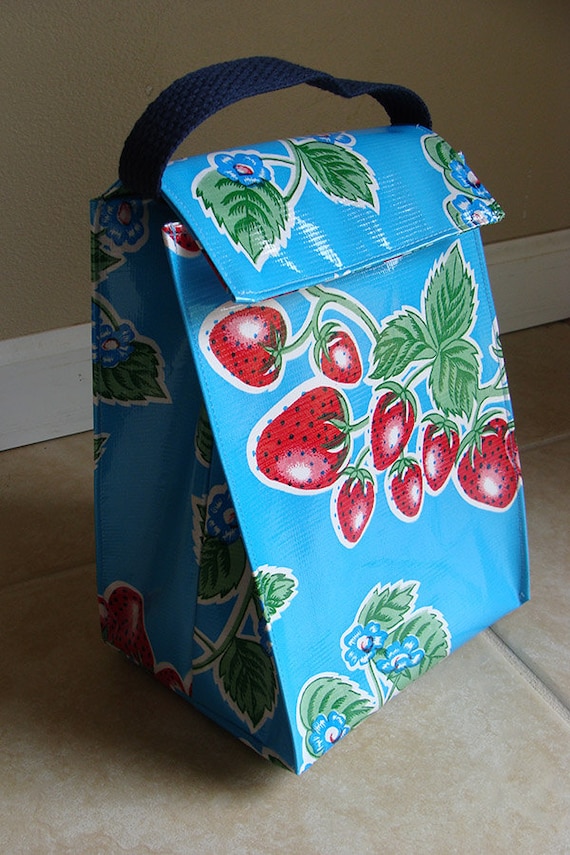 Reusable Oil Cloth Lunch Bag fully lined and easy to clean