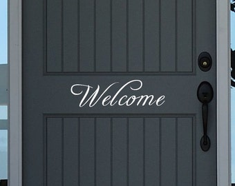 Welcome Door Decal - Door Decal - Front Porch Decal - Entryway Decal - Welcome wall decal - Office Door Decal, Door Sticker, Welcome Sticker