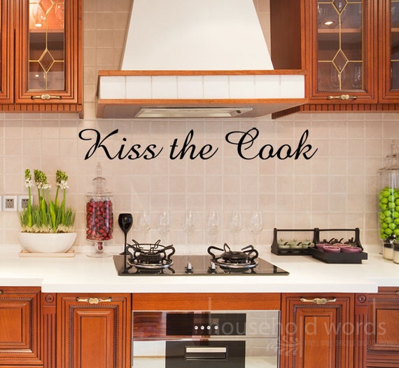 Kiss the Cook Kitchen decor decal vinyl wall art by HouseHoldWords