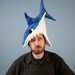 Fleece Shark Hat Blue Tie-Dye CHOMP CHOMP CHOMP