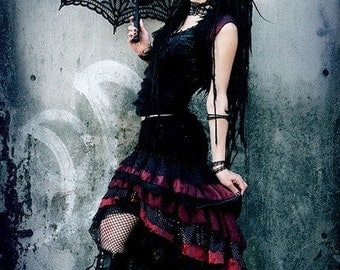 Ruffle Skirt, YOUR SIZE & COLOR, Cabaret, Vaudeville, Steampunk, Vampire, Noir, Gothic, Tribal, Victorian, Belly Dance