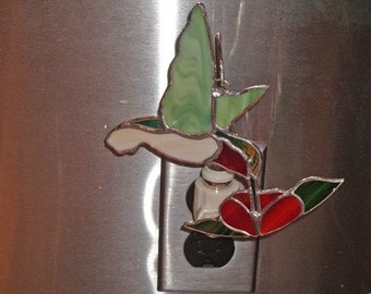 Hummingbird NLs 3 Choices - Hummingbird & Flower Nightlights - Three Stained Glass Night Lights