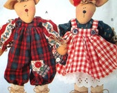 Butterick 4121 Needle in a Haystack Pattern for 17" (43cm) Mr. and Mrs. Reindeer Dolls. Uncut