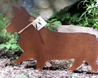 Rusty Finish Pembroke Corgi Metal Garden Art Yard Stake