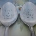 Wedding names and dates. Dessert spoons, coffee, tea spoons SET OF TWO Personalized handstamped spoons