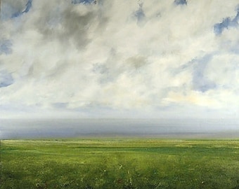 Landscape Oil Painting CUSTOM 30x30 Modern Abstract Sky Cloud FIeld by J Shears