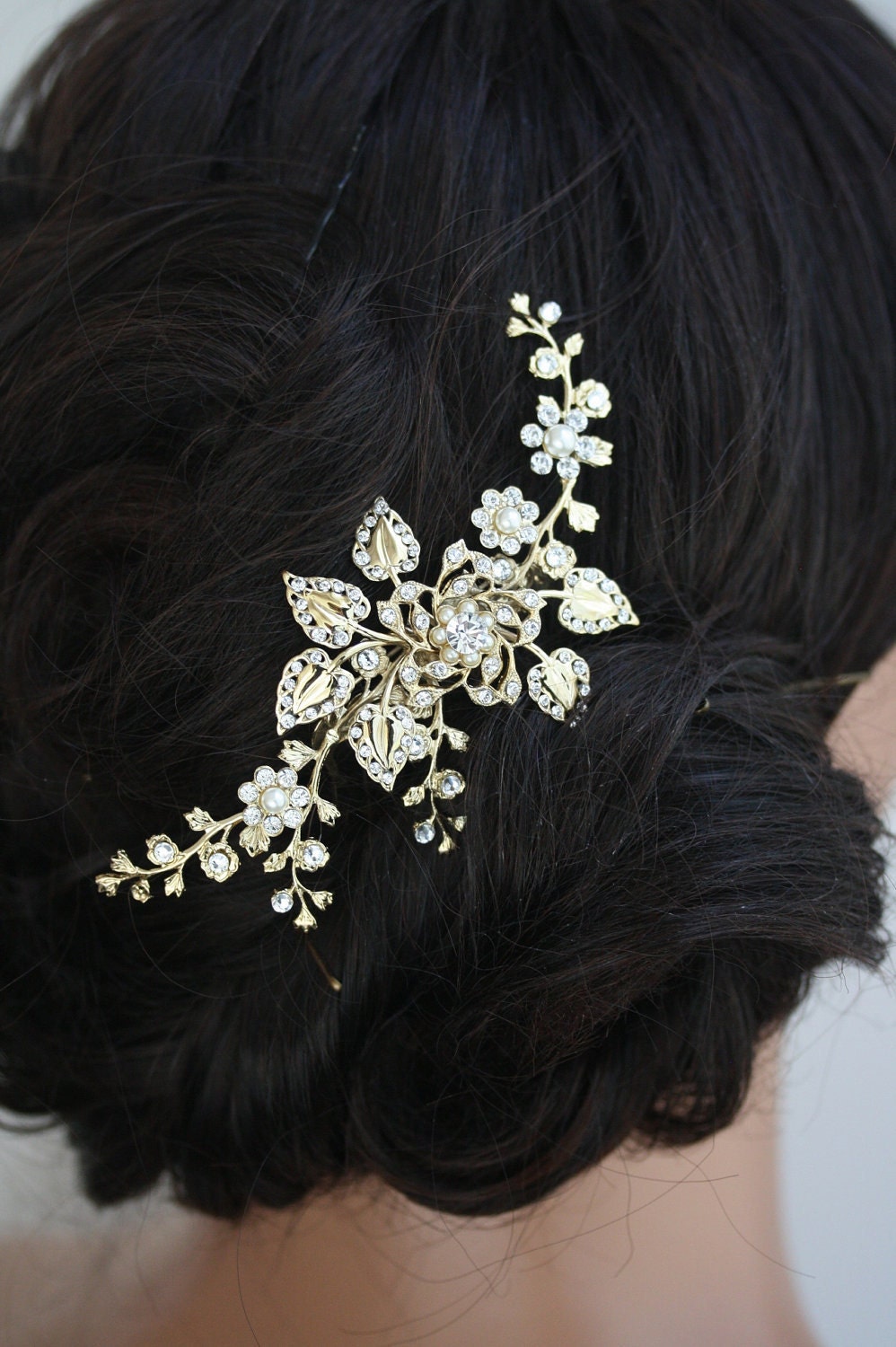 Gold Bridal Hair Comb Wedding Hair Accessories Flowers And