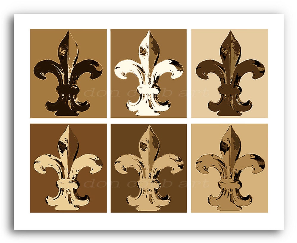 Fleur de Lis Art Fleur Neutral Prints Signed and