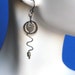 Dangle Earrings sterling silver tiny rings are handforged Antiqued patina mixed metals, Earwires are plated