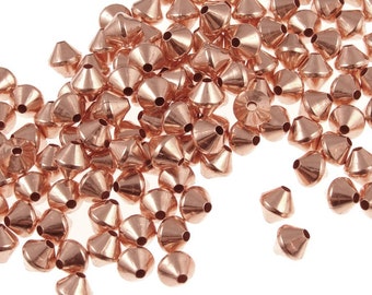 Copper Beads 144 Solid Copper 5mm Bicone Beads Bright Copper Beads Raw Copper Spacer Beads (FSC18)