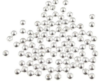 100 3mm Silver Plated Round Beads Silver Beads Silver Ball Beads Spacers Metal Beads (FS89)