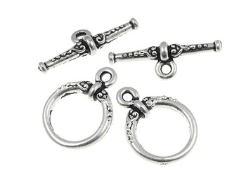 Antique Silver Toggles Silver Toggle Clasp Findings Heirloom Clasps by TierraCast Pewter Silver Findings (PF63)
