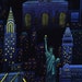 New York City Night Skyline Fabric 40 inches LAST IN STOCK