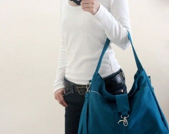 Teal vegav messenger bag, Canvas diaper bag /Travel tote bag, Back to school bag, laptop canvas bag, Gift for her / SALE 30% - no.15 ASHLEY