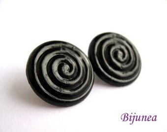 Black liquorice earrings - Liquorice studs - Liquorice black posts - Black liquorice earrings - Liquorice earrings