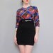 vintage SILK plaid colorful blouse XS S