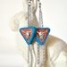 Southwestern Tribal Triangle Earrings Fall Fashion Cascading Stainless Steel Chain Geometric Turquoise Bronze Polymer Clay Earthy Bohemian
