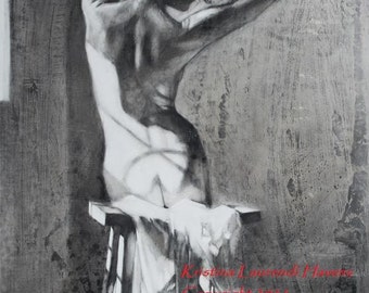 In the Sunlight, Strong, Large Print of a Charcoal Figure Drawing -