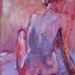 Figure Art, Purple Nude Back Original Oil Painting of Female