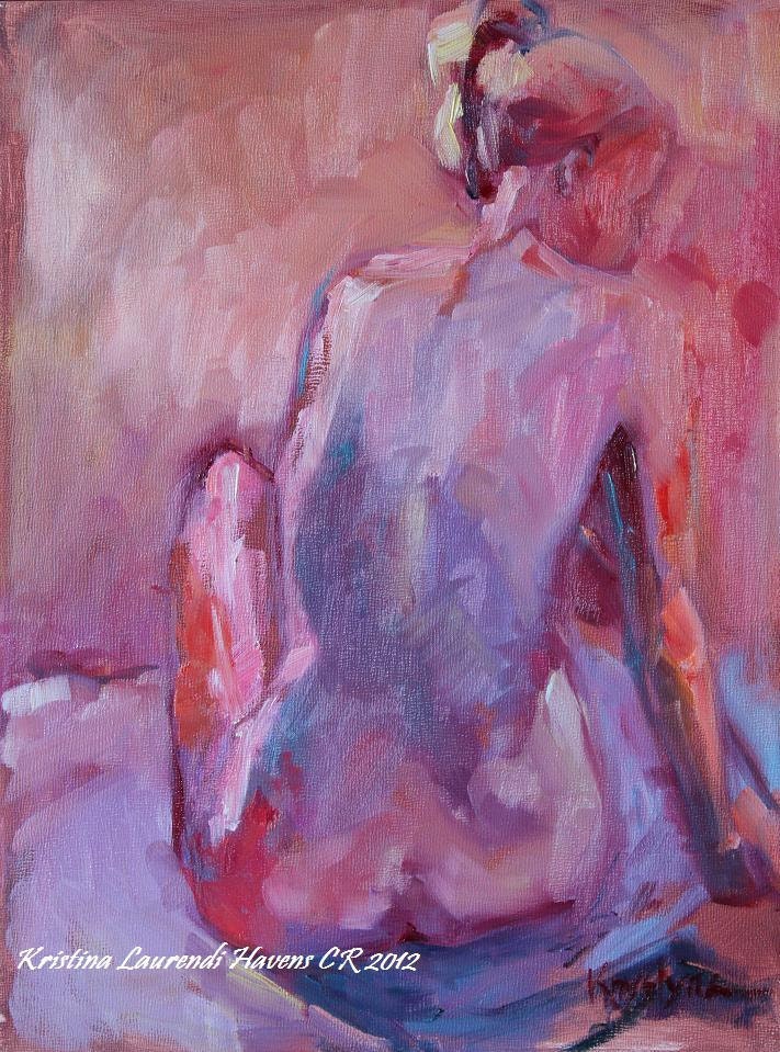 RESERVED Original abstract oil painting female nude by Aja