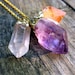 RESERVED Triple Crystal Necklace. Gold Dipped Amethyst Citrine & Quartz. Beautiful Bohemian Gift Idea. Ready to Ship