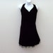 Vintage Black Velvet Cocktail Dress / Party Fashion / Sweetheart Neck Black Tulle Net Rhinestones / 80s Betsy and Adam / Made in USA / SZ 18
