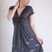 Handmade womens dresses . Grey Jersey dress . Applique dresses . V neck Dress - Flying Birds - size Medium