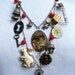 Vintage Alice in Wonderland Bib Charm Assemblage Pocket Watch Necklace