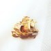 Gold and Red Ship Brooch Vintage