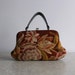 Vintage Embroidered Purse . Made in France . Floral Print . 1950s . Boho Carpet Bag