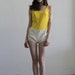 Vintage Swimsuit . I've Got Hot Pants . Sunshine Yellow Swim Wear . 1970s . Barbarella . NOS