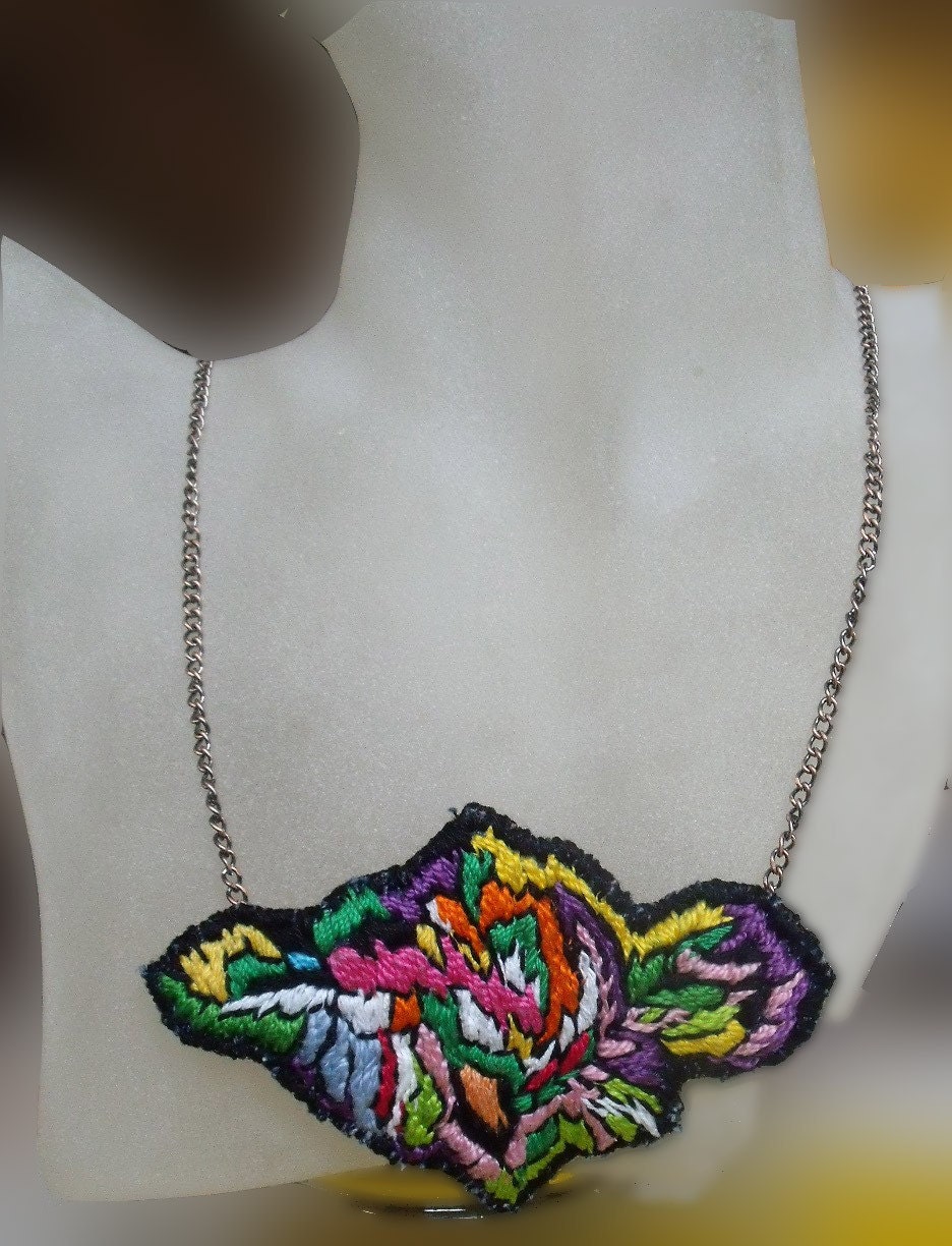 Hand embroidered necklace All colors in