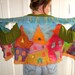 SALE Little Houses Felted Art Picture Vest (mixed merino wool and mulberry silk)