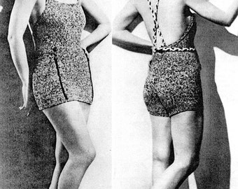 Vintage 1930s Knitted Maillot Swimsuit Pattern PDF 3403